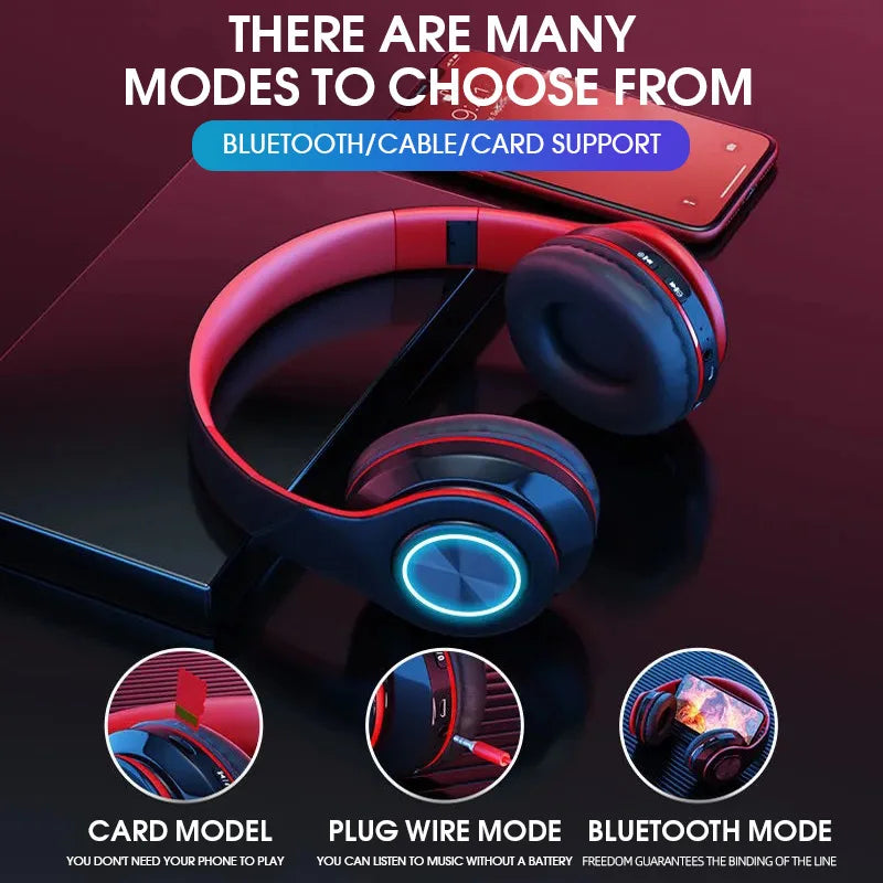 Wireless Bluetooth Headphone with Colorful Lights