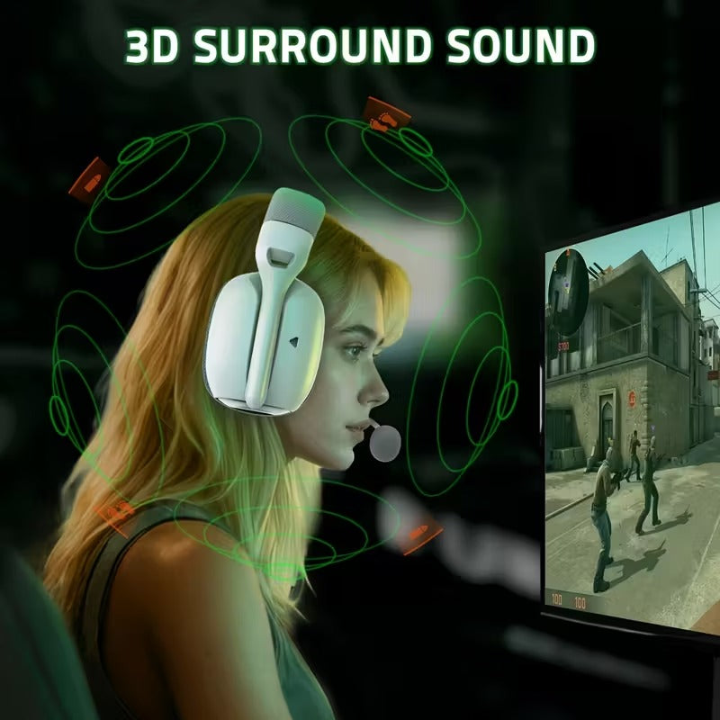 Wireless Over-Ear Gaming Headset with Dual Mic