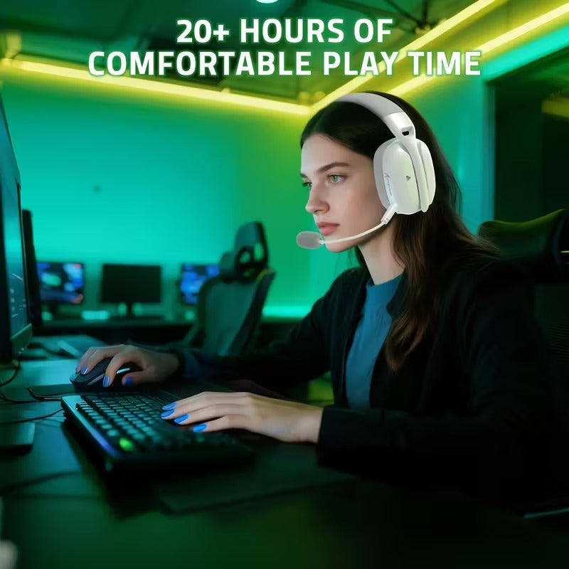 Wireless Over-Ear Gaming Headset with Dual Mic