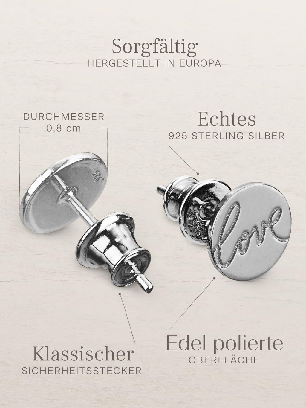 Ohrringe LOVE Silber Rhodiniert