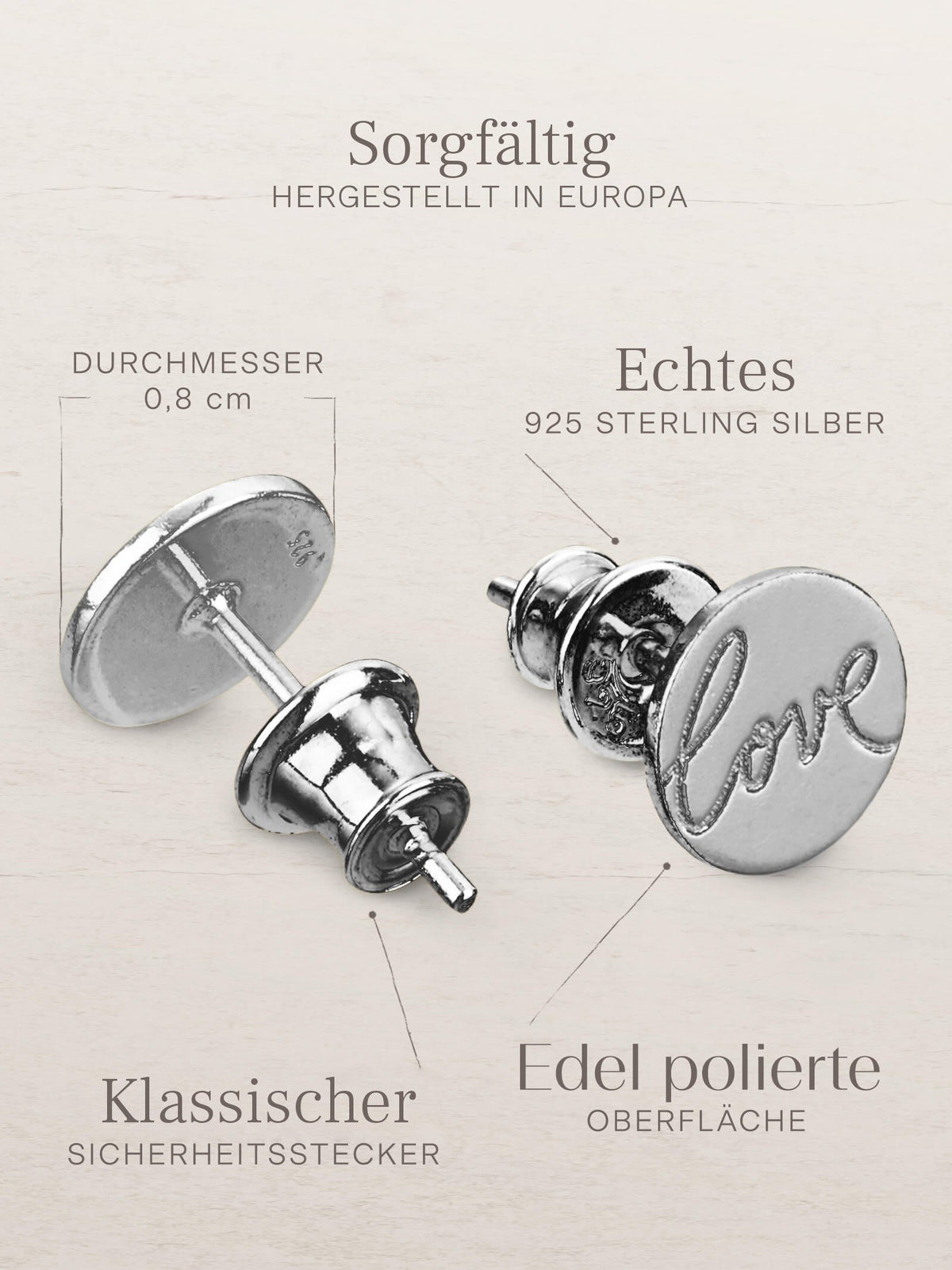 Ohrringe LOVE Silber Rhodiniert