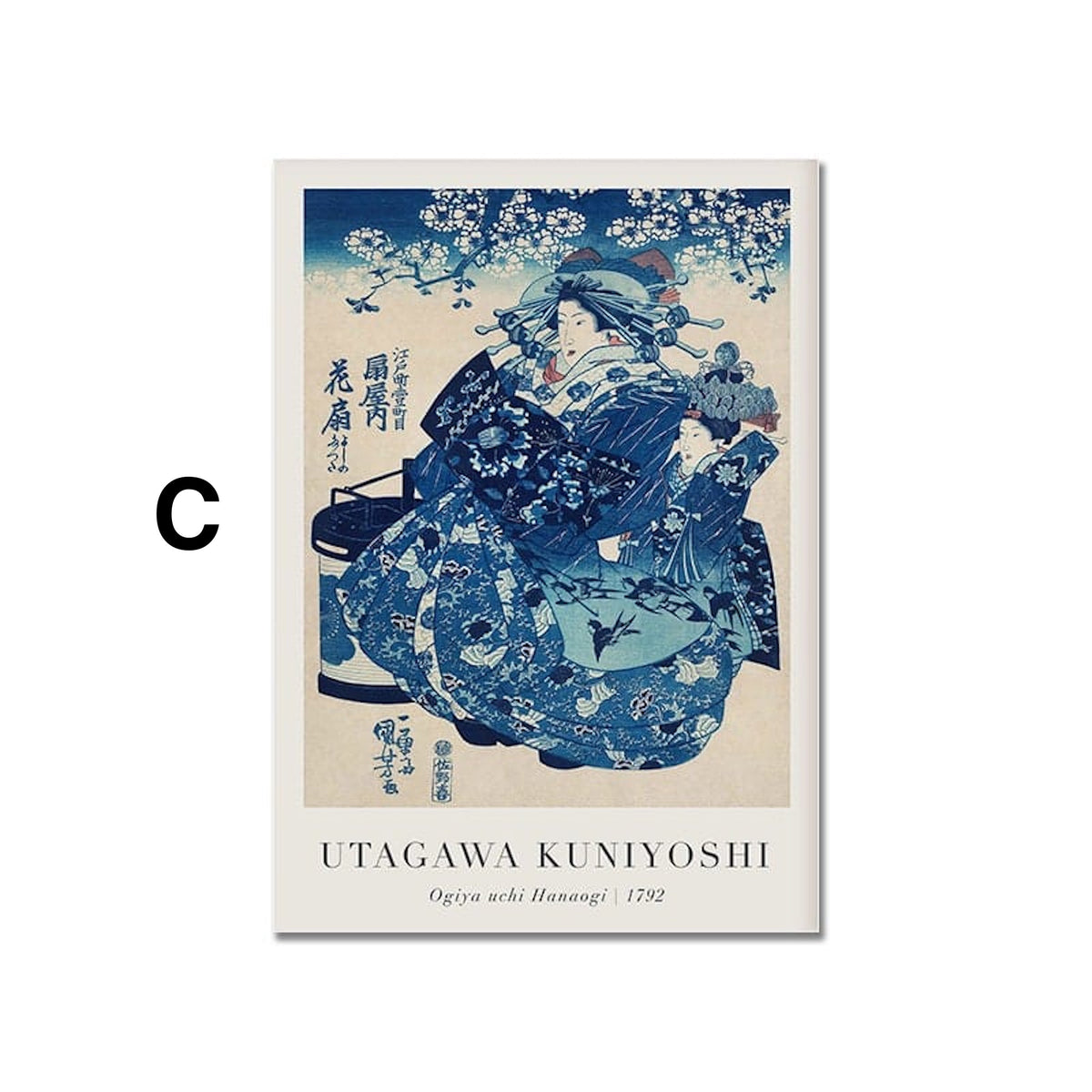 Poster Vintage Japanische Landschaft Abstrakte Meer Welle Traditionell als Deko Print ohne Rahmen